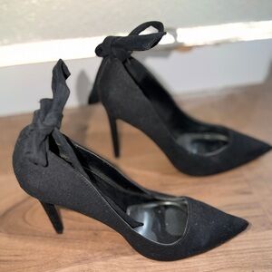 Express Black Suede Heels with Bow size 8